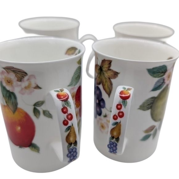 LASCELLES VTG Multicolor Fruit Cottage Farmhouse Fine China Mugs/Cups Set of (4) - Picture 7 of 12
